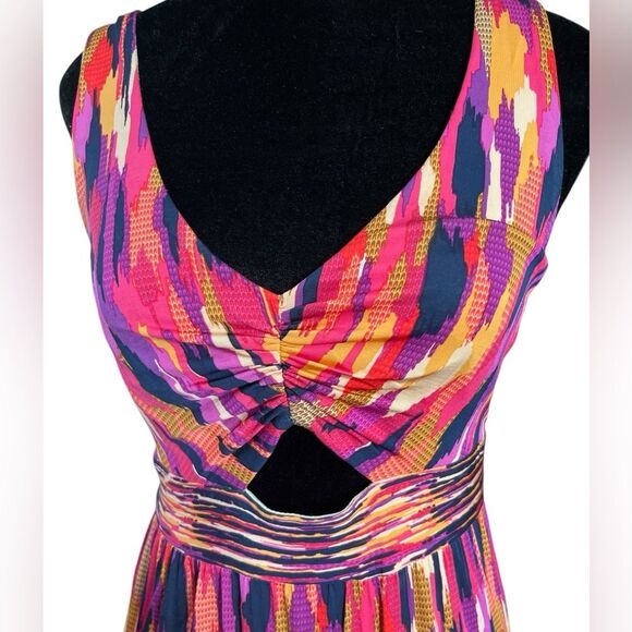 Trina Turk Margery Ikat Maxi Dress with Stretch Size XS Colorful Sleeveless - Picture 5 of 10